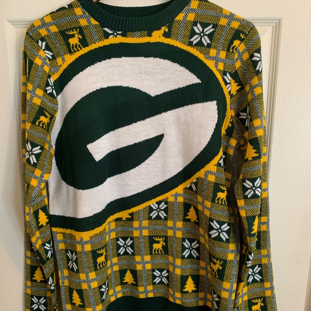NFL official mens small. Green Bay Packers “ugly Christmas” sweater.